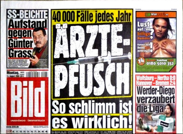 2006-08-14 SS-Beichte. Aufstand gegen Günter Grass. 40.000 Fälle jedes Jahr. Ärzte-Pfusch. So schlimm ist es wirklich!